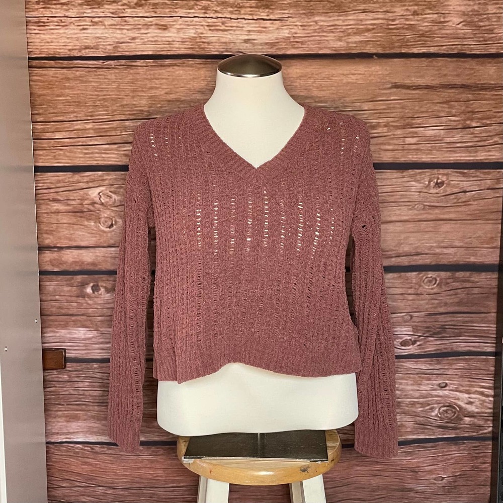 Sexy Sweater M Love Tree Dusty Rose Extremely Soft Knit Crochet Pink